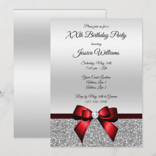 Invitation Anniversaire rouge romantique de parties