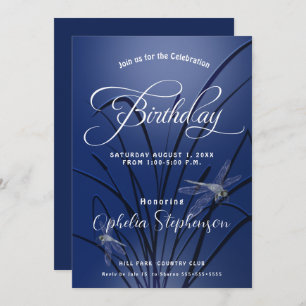 Invitation Anniversaire Royal Blue Dragonfly