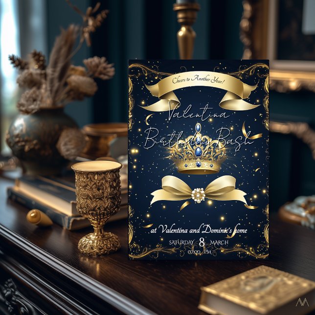 Invitation Anniversaire Royal Gold Crown | Fête de luxe (Créateur téléchargé)