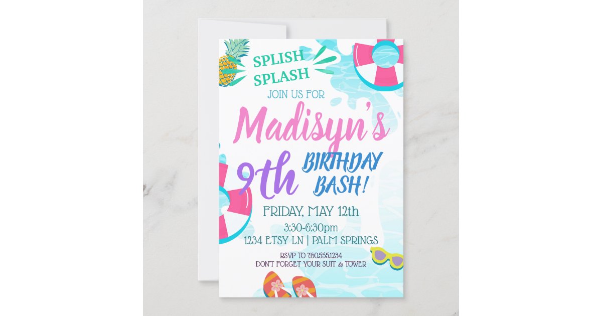 Invitation Anniversaire Rsvp D Eclaboussure De Splish Zazzle Fr