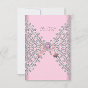 Invitation anniversaire RSVP rose argent blanc dia