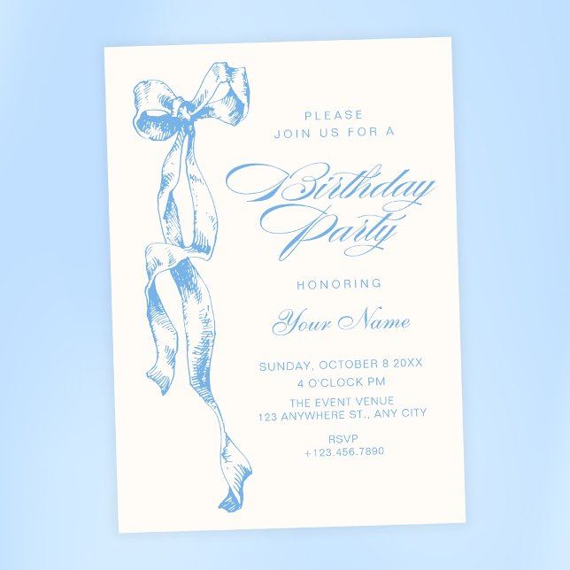 Invitation Anniversaire ruban bleu (Créateur téléchargé)