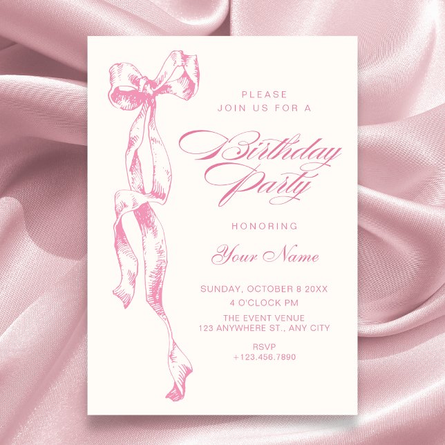 Invitation Anniversaire ruban rose (Créateur téléchargé)