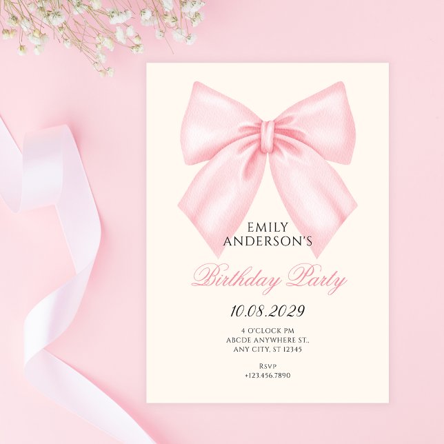 Invitation Anniversaire ruban rose (Créateur téléchargé)