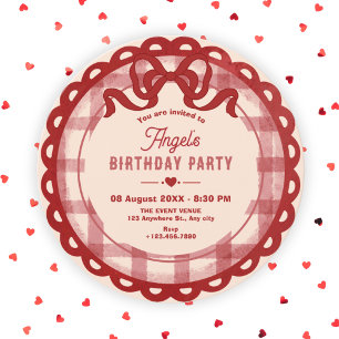 Invitation Anniversaire ruban rouge