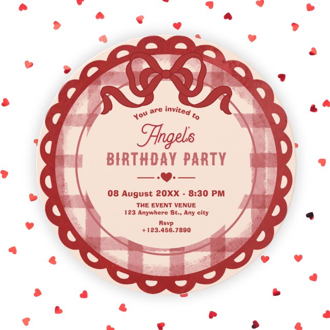 Invitation Anniversaire ruban rouge (Créateur téléchargé)