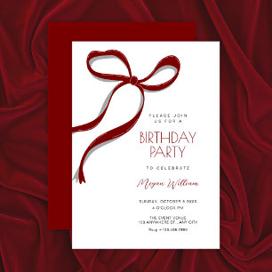 Invitation Anniversaire ruban rouge