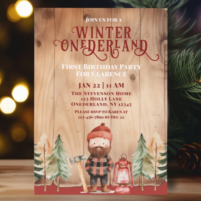 Invitation Anniversaire Russe de Lumberjack d'hiver (Créateur téléchargé)