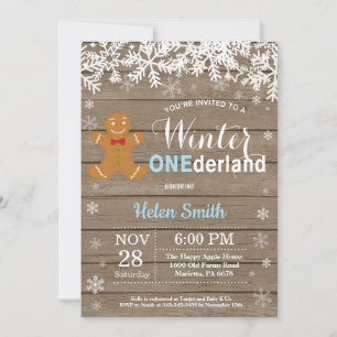 Invitation Anniversaire rustique de garçon de 1 an Winter One