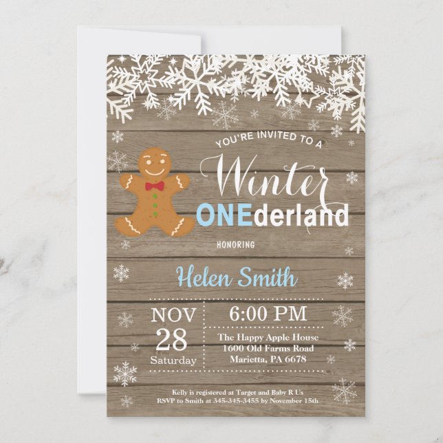 Invitation Anniversaire rustique de garçon de 1 an Winter One (Devant)
