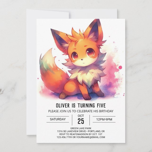 Invitation Anniversaire rustique de Renard (Devant)