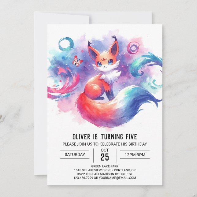Invitation Anniversaire rustique de Renard modifiable (Devant)