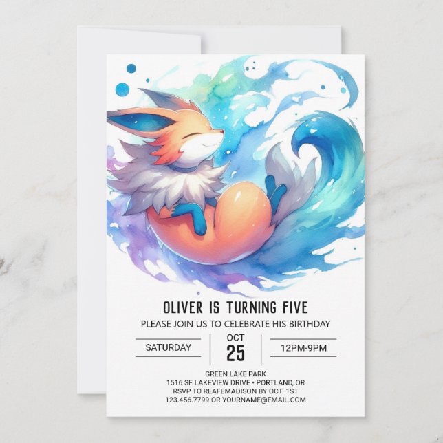 Invitation Anniversaire rustique de Renard modifiable (Devant)