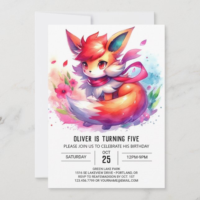 Invitation Anniversaire rustique de Renard modifiable (Devant)