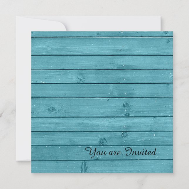 Invitation Anniversaire rustique en bois Turquoise (Devant)