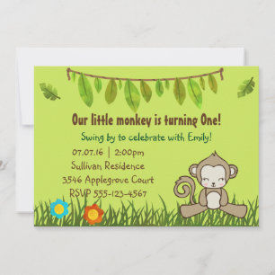 Invitation anniversaire safari singe amusant Desig
