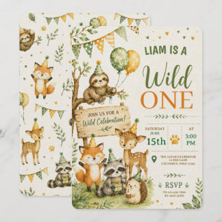 Invitation Anniversaire Safari Wild One Animaux de la Jungle