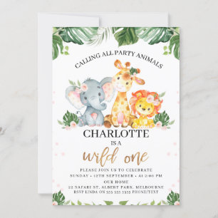 Invitation anniversaire Safari Wild One calligraph
