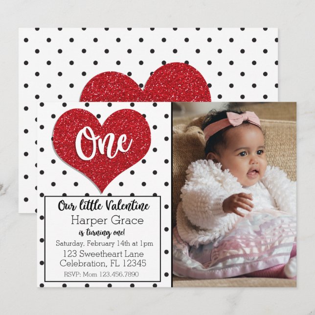Invitation anniversaire Saint-Valentin Photo Anniv (Devant / Derrière)