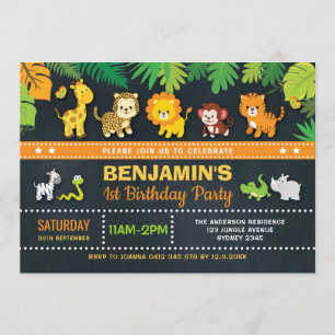 Invitation Anniversaire sauvage de safari de garçon d'animaux