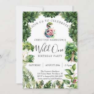 Invitation Anniversaire Sauvage Fille 1ère Jungle Serpent
