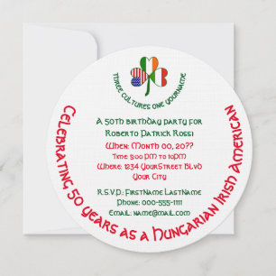 Invitation Anniversaire Shamrock Américain Irlandais Hongrois
