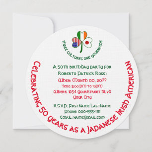 Invitation Anniversaire Shamrock Américain Irlandais Japonais