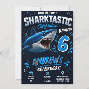 Invitation Anniversaire Sharktastic Personnalisé