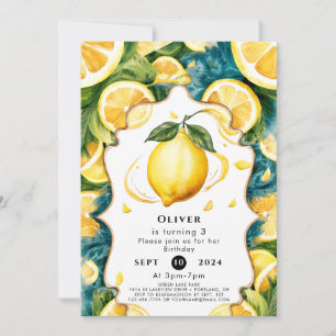 Invitation Anniversaire simple de citron de saumon