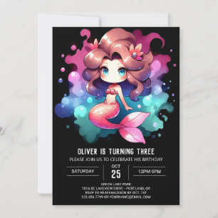 Invitation Anniversaire simple de sirène marine