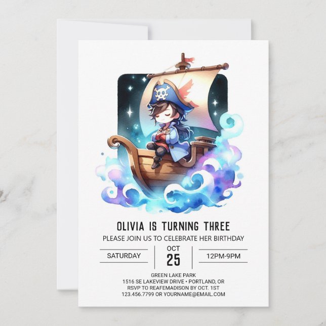 Invitation Anniversaire simple enchanté (Devant)