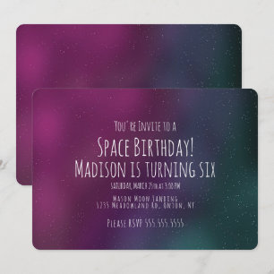Invitation anniversaire simple galaxie dessinée à 