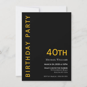 Invitation Anniversaire simple moderne noir et jaune
