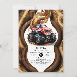 Invitation Anniversaire simple Monster Truck Enchanted
