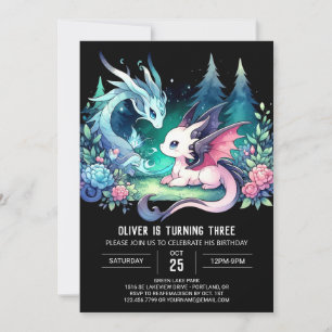 Invitation Anniversaire simple Pastel Dragon