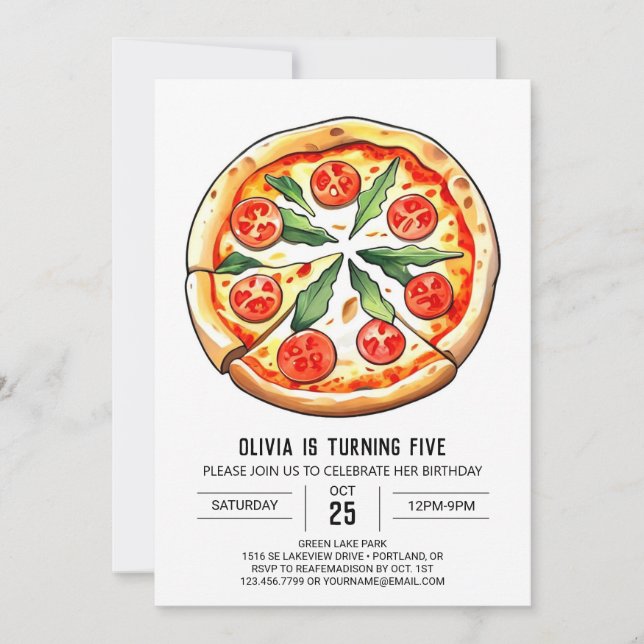 Invitation Anniversaire simple sur mesure de la pizza (Devant)
