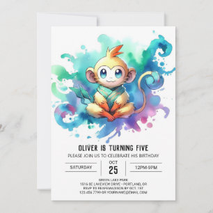 Invitation Anniversaire Singe Bohème Joyeux