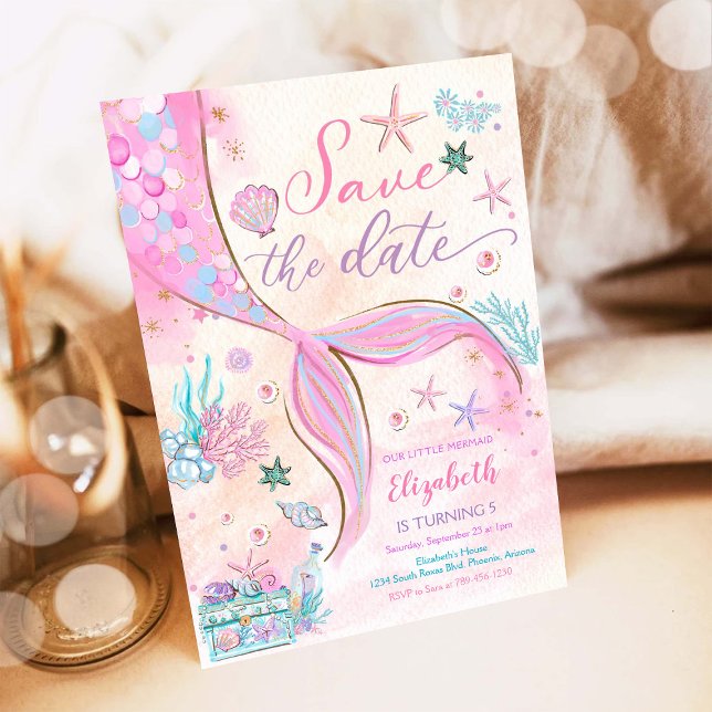 Invitation Anniversaire Sirène Date à Sauvegarder (Créateur téléchargé)