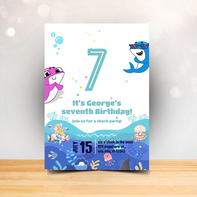 Invitation Anniversaire Sirène et Requin (Créateur téléchargé)