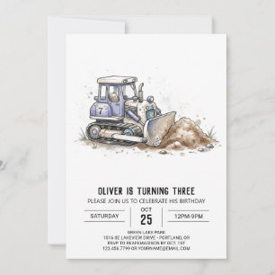 Invitation Anniversaire Slate Bulldozer