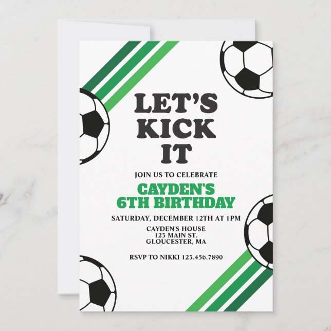 Invitation Anniversaire Soccer Faisons-le Vert (Devant)