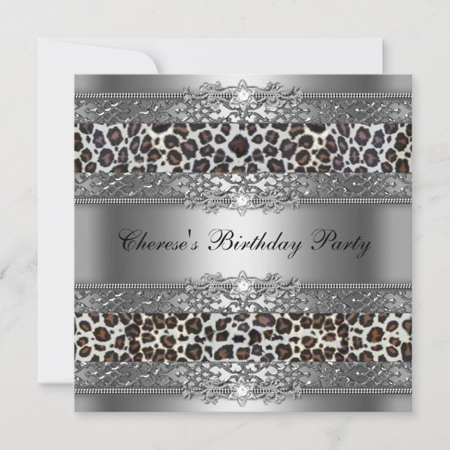 Invitation Anniversaire Soirée Cheetah Diamond (Devant)
