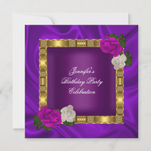 Invitation Anniversaire Soirée Gold Plum Rose rose rose