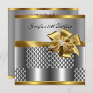 Invitation Anniversaire Soirée Gold Tile Trier Silver Grey Di