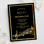 Invitation Anniversaire soirée noir note de musique or<br><div class="desc">Une carte d'invitation branchée,  moderne,  50ème anniversaire ou n'importe quel âge pour hommes et femmes. Un arrière - plan noir classique,  avec cadre faux or et notes de musique,  lettres dorées. Modèles pour vos informations de fête. Retour : Noir couleur fausse note de musique or.</div>
