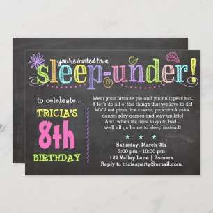 Invitation Anniversaire Sommeil de fête, Neon