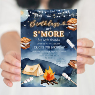 Invitation Anniversaire sont S'mors Amusants Nuit Campfire Te