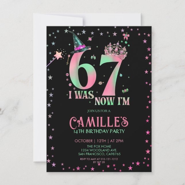 Invitation Anniversaire Sorcière J'avais 6 ans Maintenant j'a (Devant)