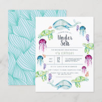 Anniversaire sous la mer | Aquarelle de créatures 