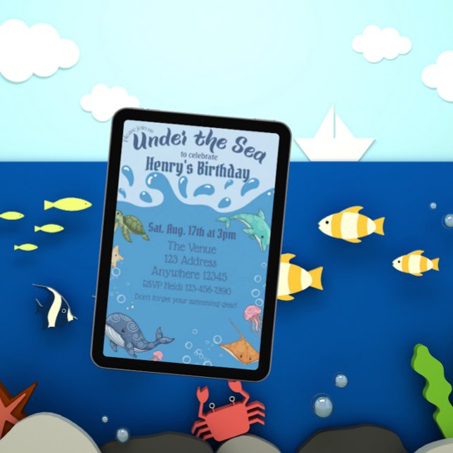 Invitation Anniversaire Sous l'Eau, Sous la Mer (Créateur téléchargé)
